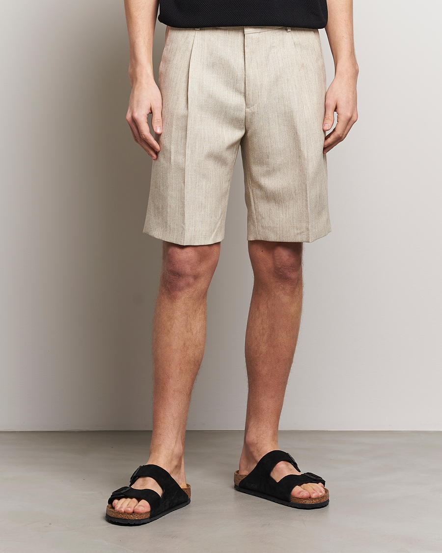 Herr | Tiger of Sweden | Tiger of Sweden | Tulley Wool/Linen Canvas Shorts Natural White