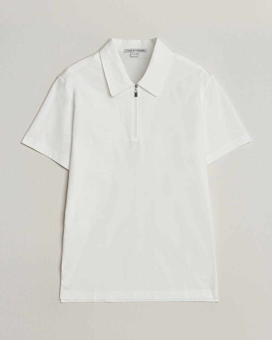 Herr | Pikéer | Tiger of Sweden | Laron Mercerized Cotton Half Zip Polo Summer Snow