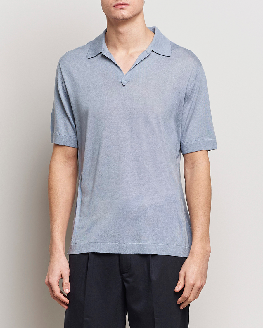 Herr | Pikéer | Tiger of Sweden | Beker Knitted Merino Open Collar Polo Polar Blue