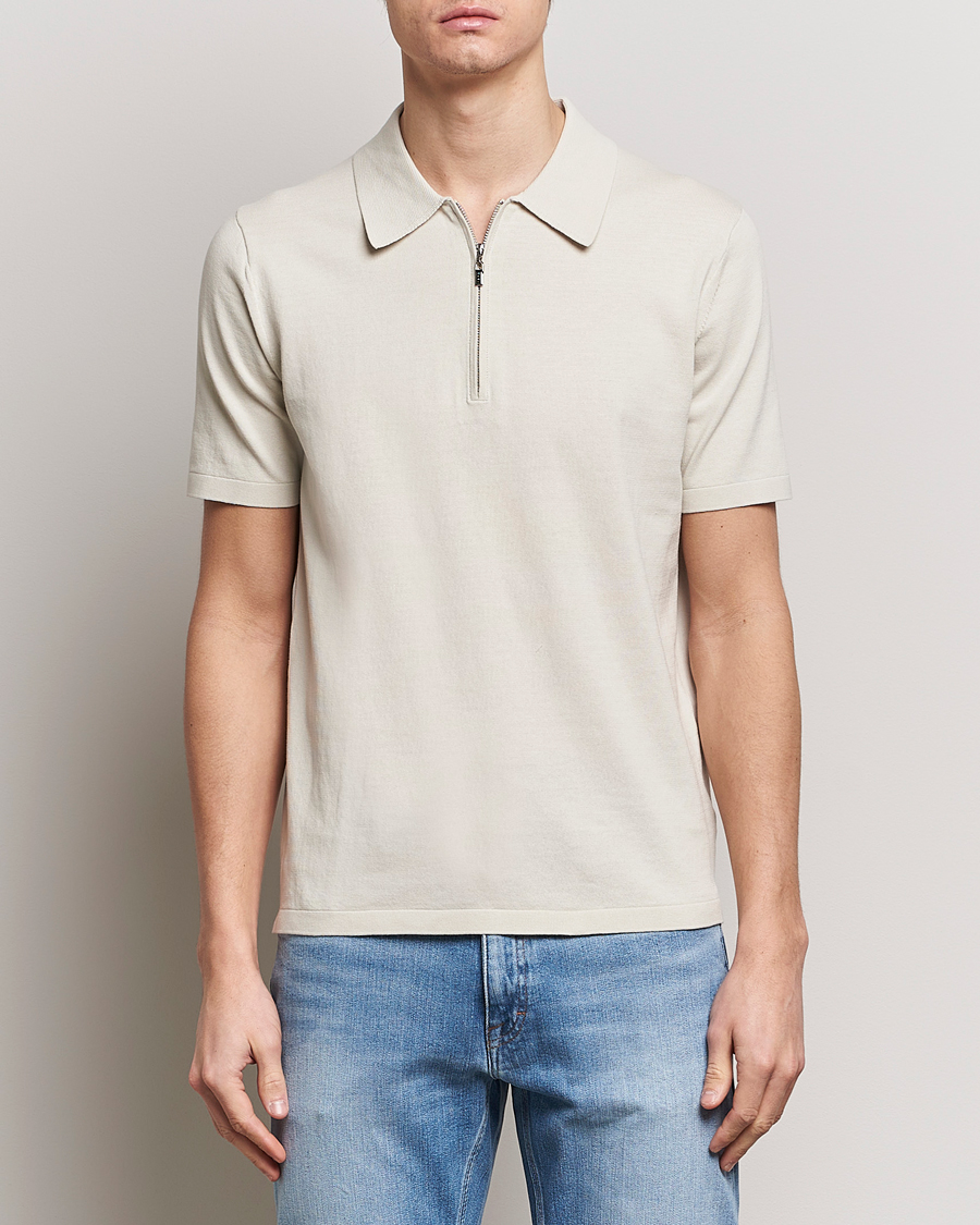 Herr | Kortärmade pikéer | Tiger of Sweden | Orbit Knitted Cotton Polo Off White