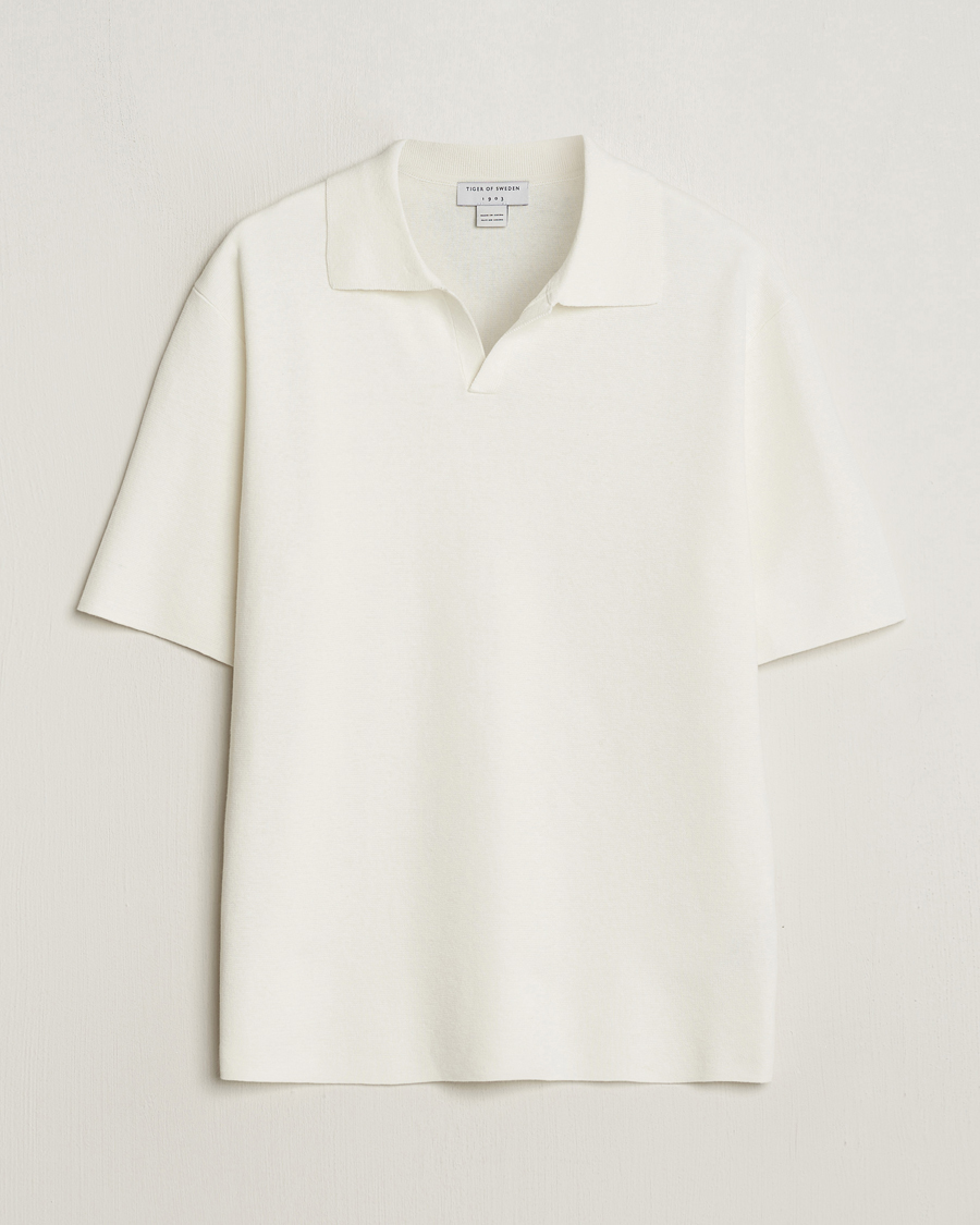 Herr | Pikéer | Tiger of Sweden | Maelon Linen/Cotton Knitted Polo Summer Snow