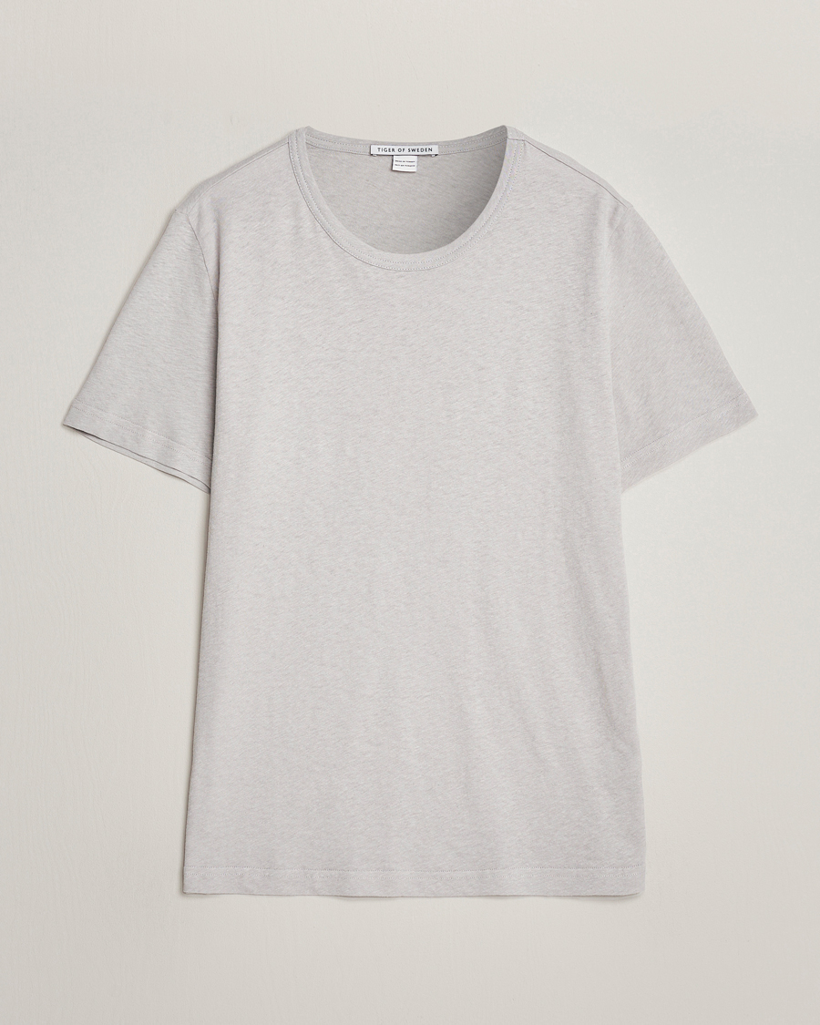 Herr | T-Shirts | Tiger of Sweden | Olaf Cotton/Linen Crew Neck T-Shirt Granite