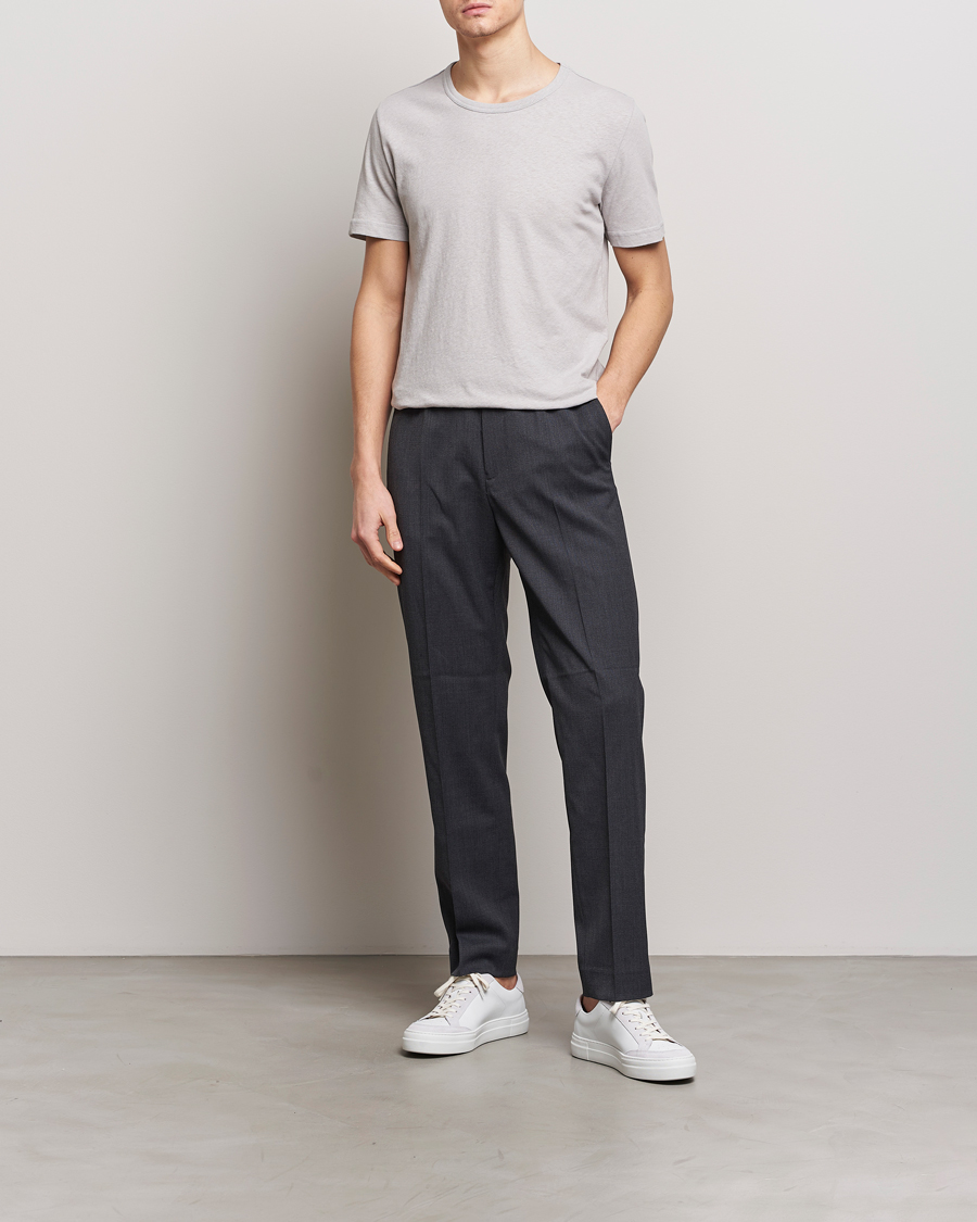 Herr | T-Shirts | Tiger of Sweden | Olaf Cotton/Linen Crew Neck T-Shirt Granite