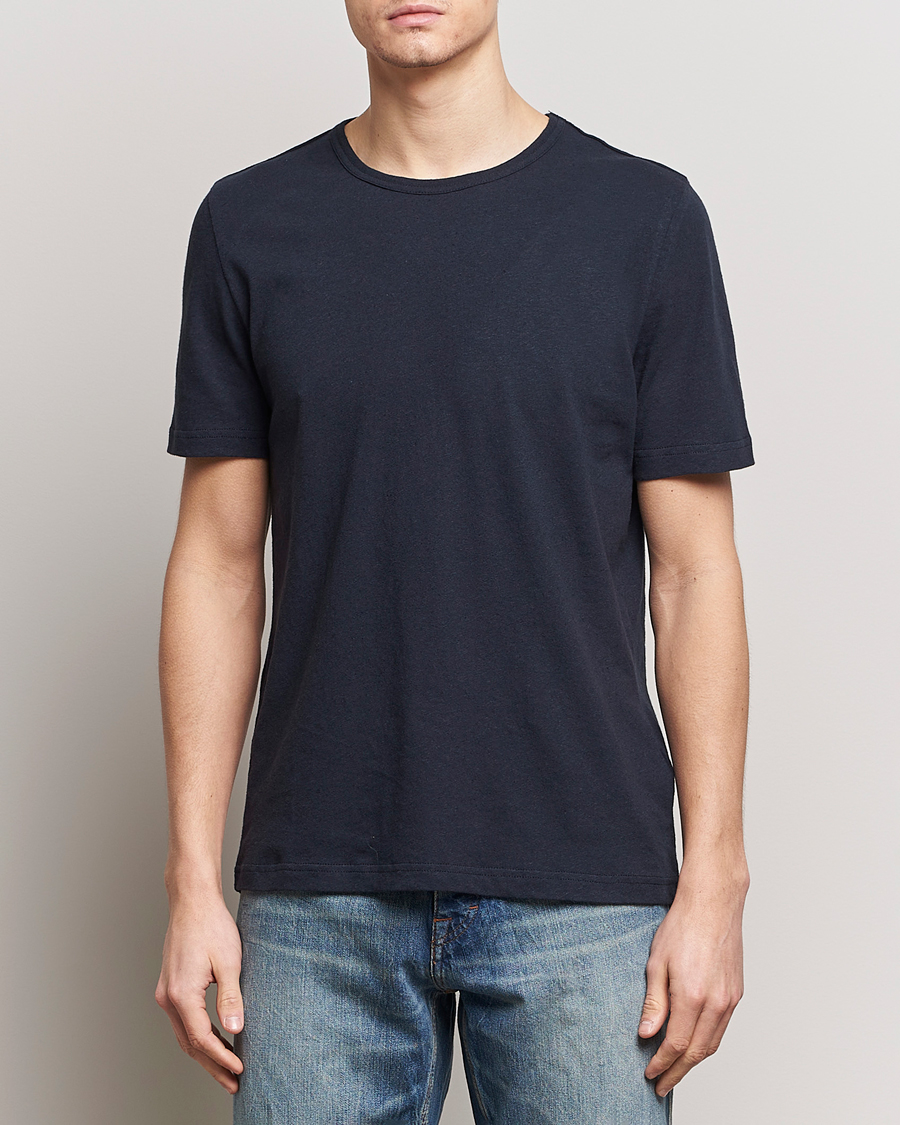 Herr | Kortärmade t-shirts | Tiger of Sweden | Olaf Cotton/Linen Crew Neck T-Shirt Light Ink