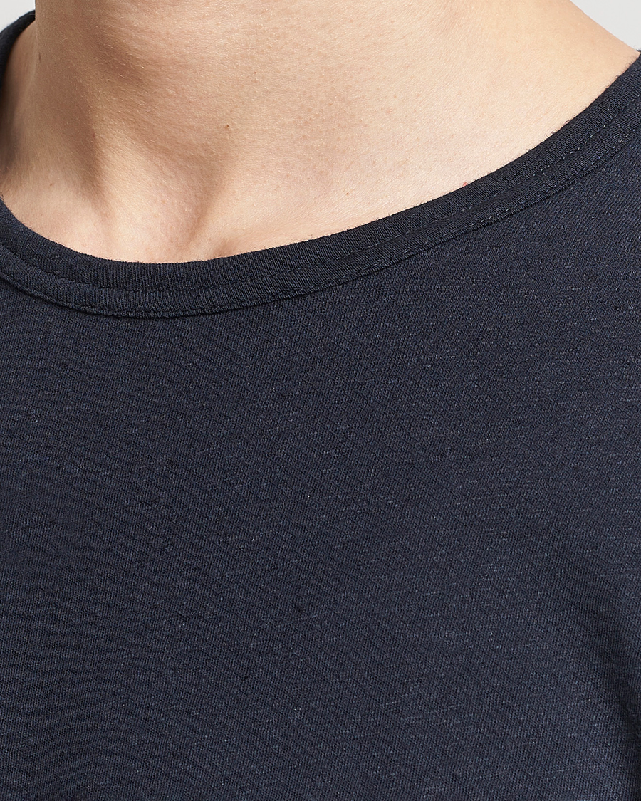 Herr | T-Shirts | Tiger of Sweden | Olaf Cotton/Linen Crew Neck T-Shirt Light Ink