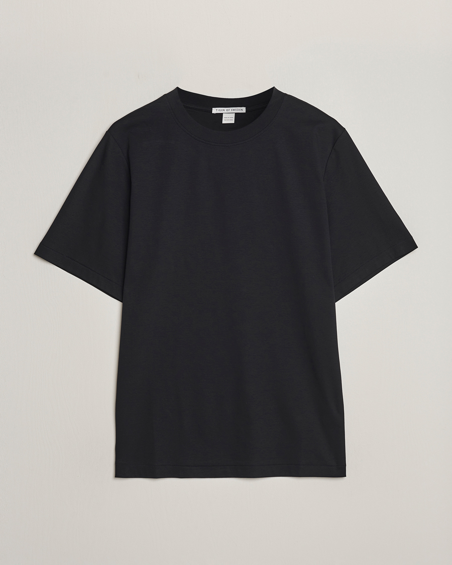 Herr | T-Shirts | Tiger of Sweden | Mercerized Cotton Crew Neck T-Shirt Black