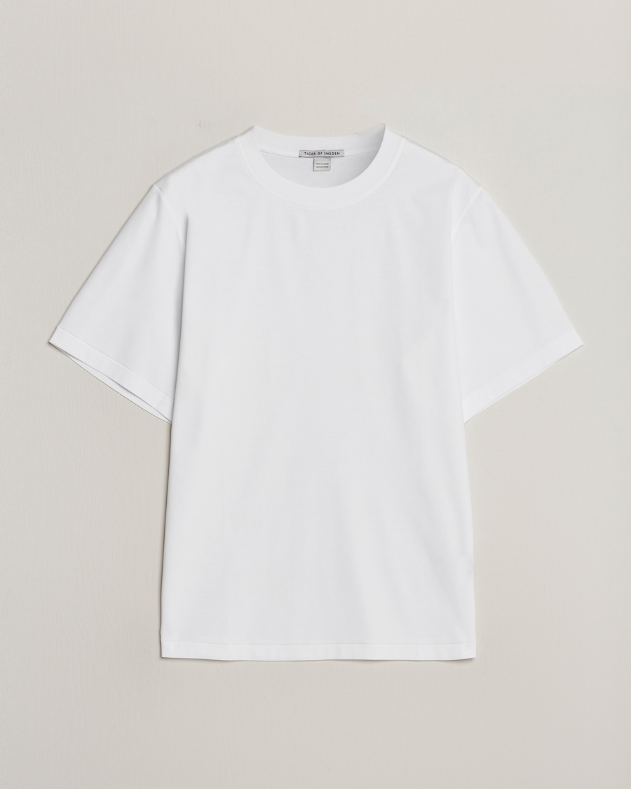 Herr | T-Shirts | Tiger of Sweden | Mercerized Cotton Crew Neck T-Shirt Pure White