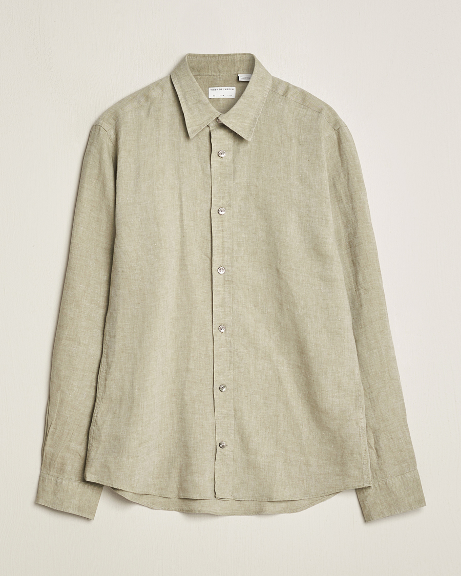 Herr | Skjortor | Tiger of Sweden | Spenser Linen Shirt Olive Green