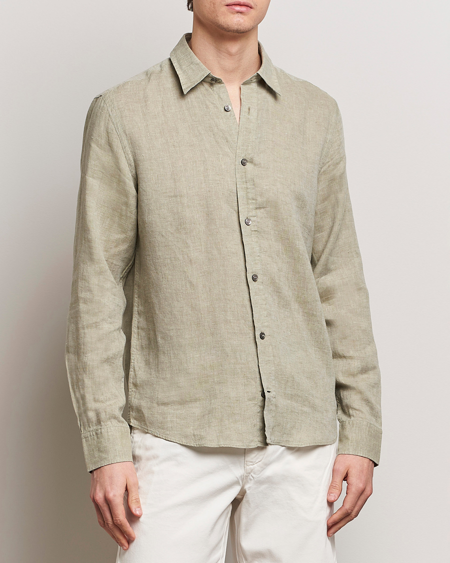 Herr | Kavaj | Tiger of Sweden | Spenser Linen Shirt Olive Green