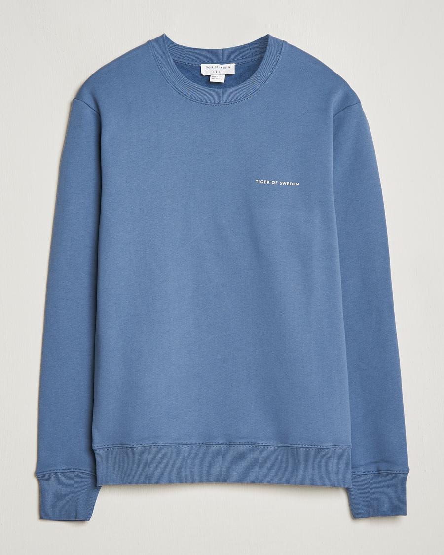 Herr | Tröjor | Tiger of Sweden | Emerson Crew Neck Sweatshirt Thunder Blue