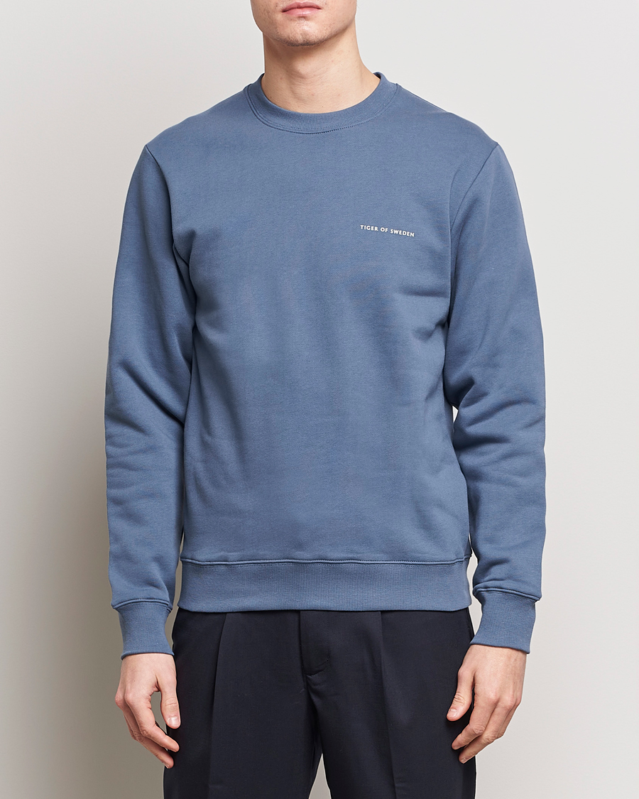 Herr | Tiger of Sweden | Tiger of Sweden | Emerson Crew Neck Sweatshirt Thunder Blue