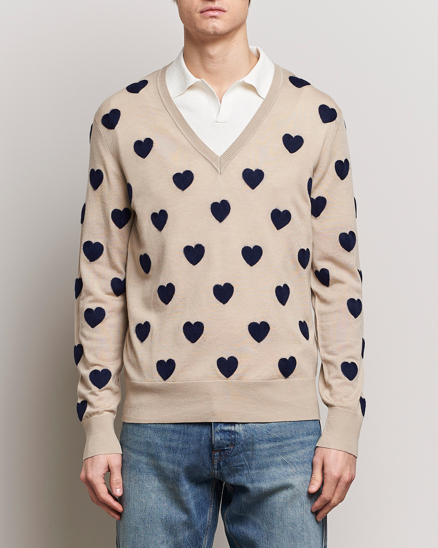 Herr | Stickade tröjor | Tiger of Sweden | Aaron Heart Knitted V Neck Nomad
