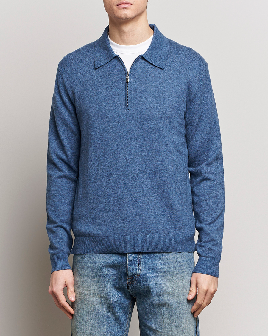 Herr | Lojalitetserbjudande | Tiger of Sweden | Orbit Wool/Cotton Half Zip Thunder Blue