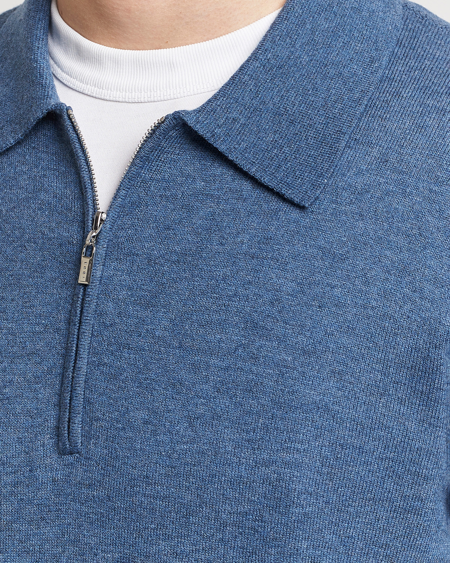 Herr | Tröjor | Tiger of Sweden | Orbit Wool/Cotton Half Zip Thunder Blue