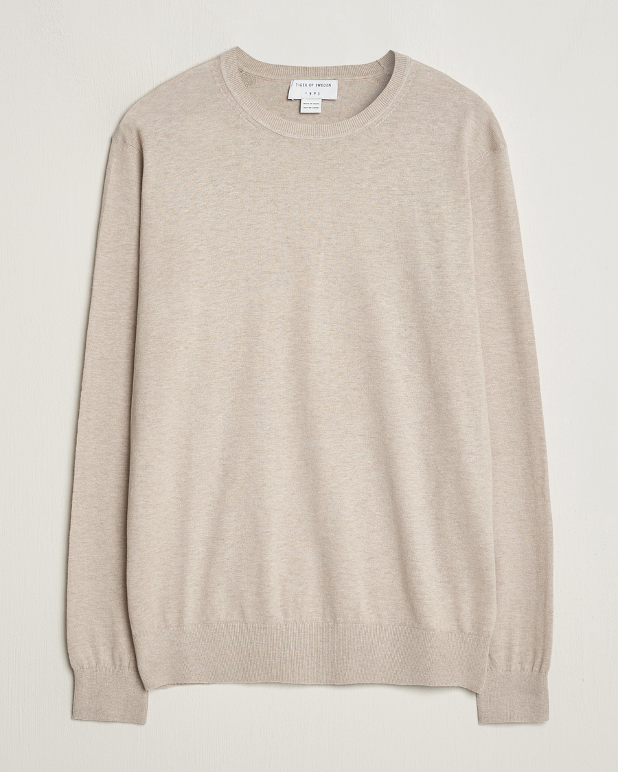 Herr | Tröjor | Tiger of Sweden | Michas Cotton/Linen Knitted Sweater Soft Latte
