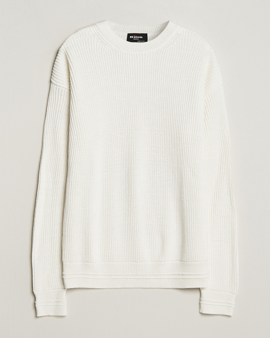 Herr | Tröjor | Kiton | Cotton/Silk Rib Pullover Off White