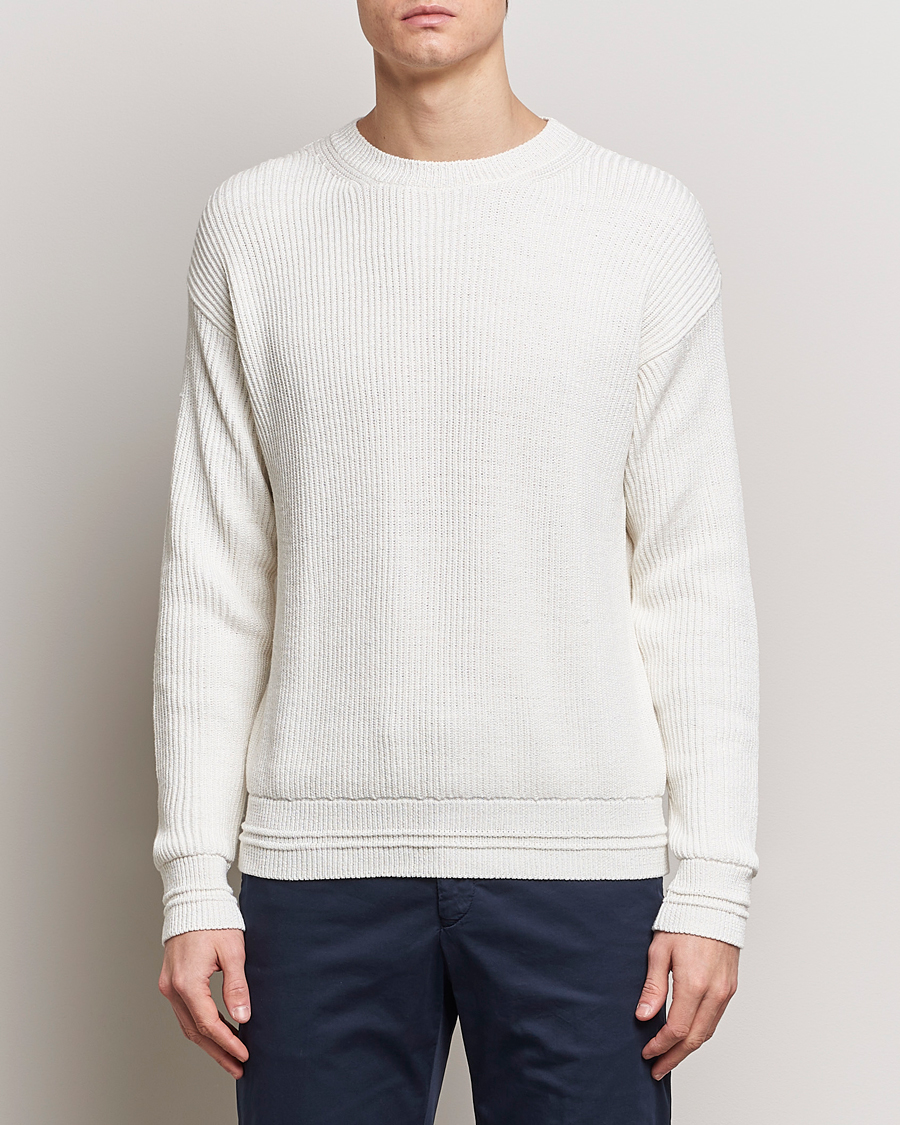 Herr | Italian Department | Kiton | Cotton/Silk Rib Pullover Off White