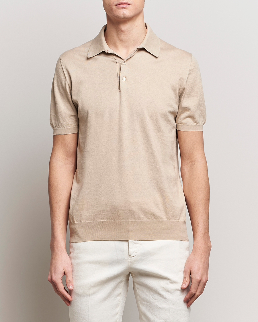 Herr | Kortärmade pikéer | Kiton | Sea Island Cotton Polo Beige