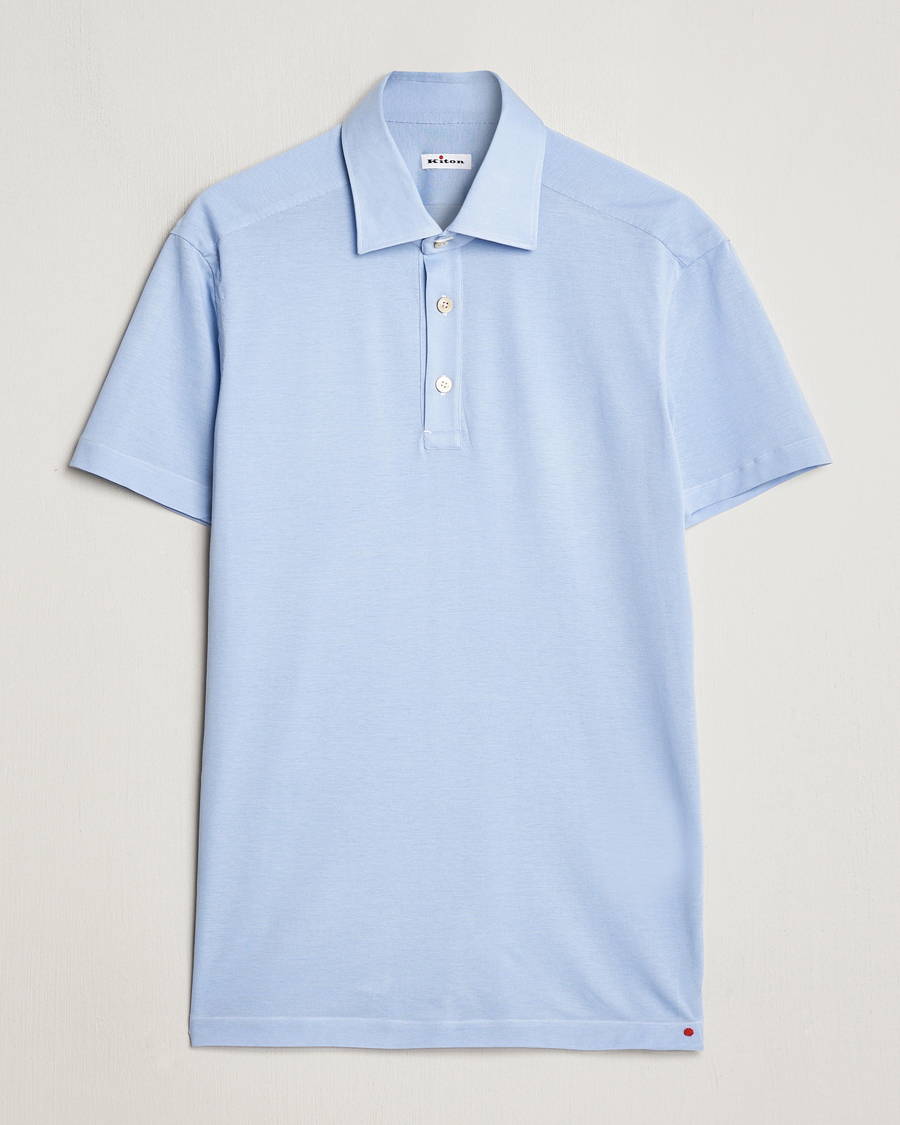 Herr | Pikéer | Kiton | Short Sleeve Jersey Polo Light Blue