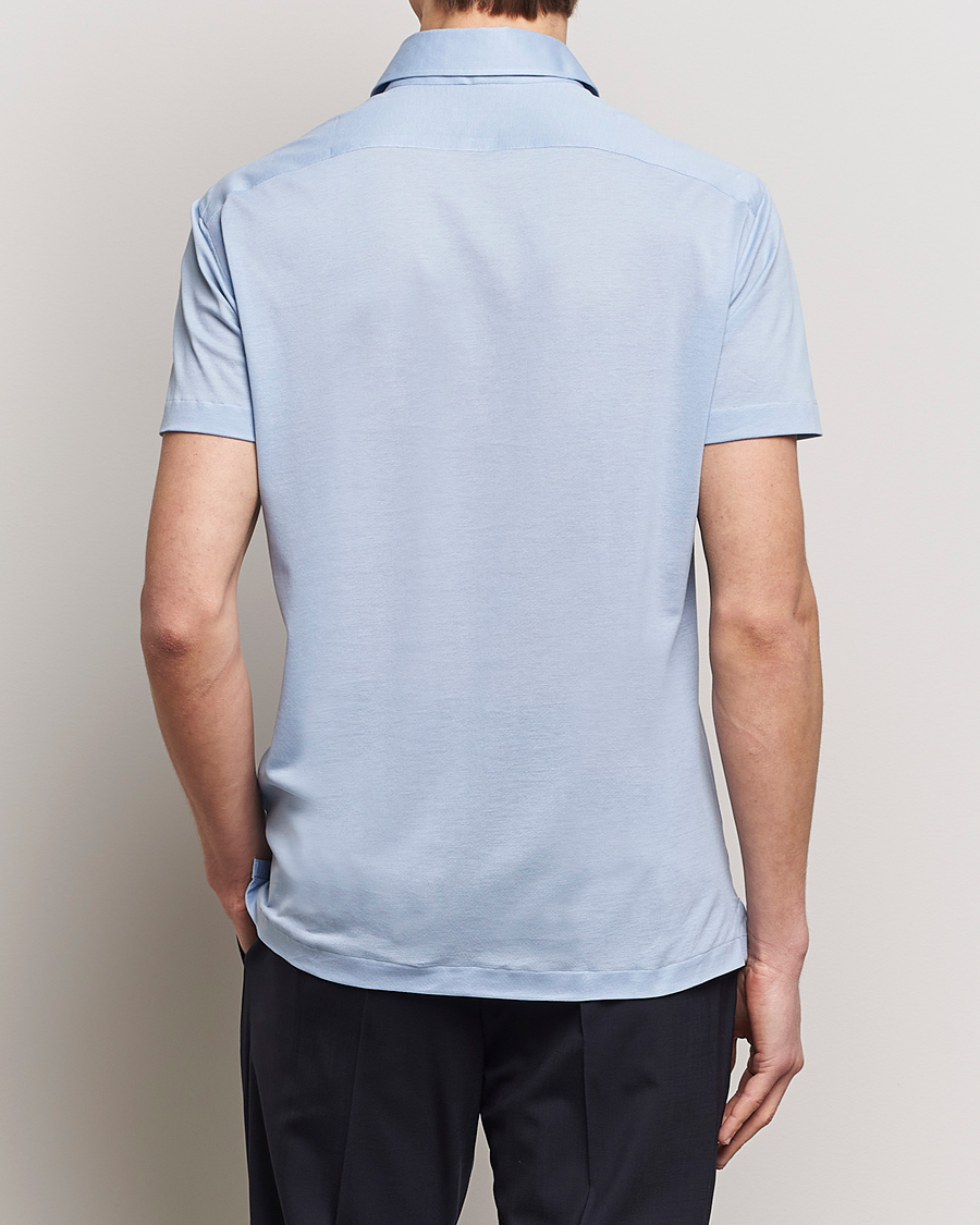 Herr | Pikéer | Kiton | Short Sleeve Jersey Polo Light Blue