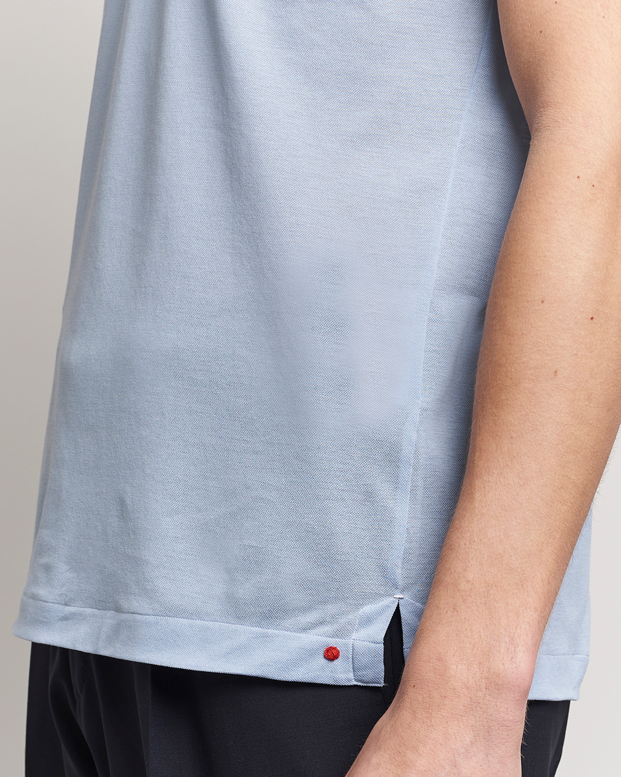 Herr | Pikéer | Kiton | Short Sleeve Jersey Polo Light Blue