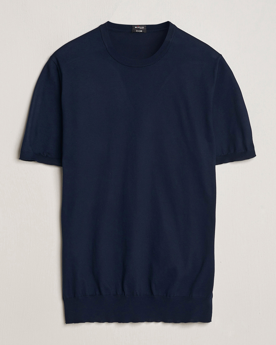 Herr | T-Shirts | Kiton | Sea Island Cotton Knit T-Shirt Navy