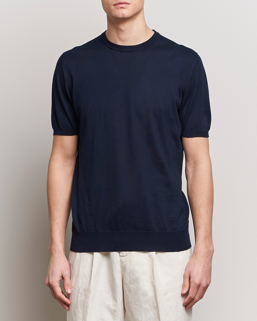 Herr | T-Shirts | Kiton | Sea Island Cotton Knit T-Shirt Navy