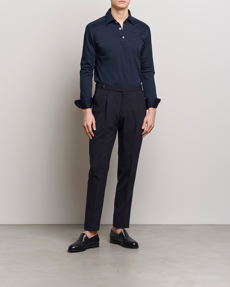 Herr | Skjortor | Kiton | Popover Shirt Navy