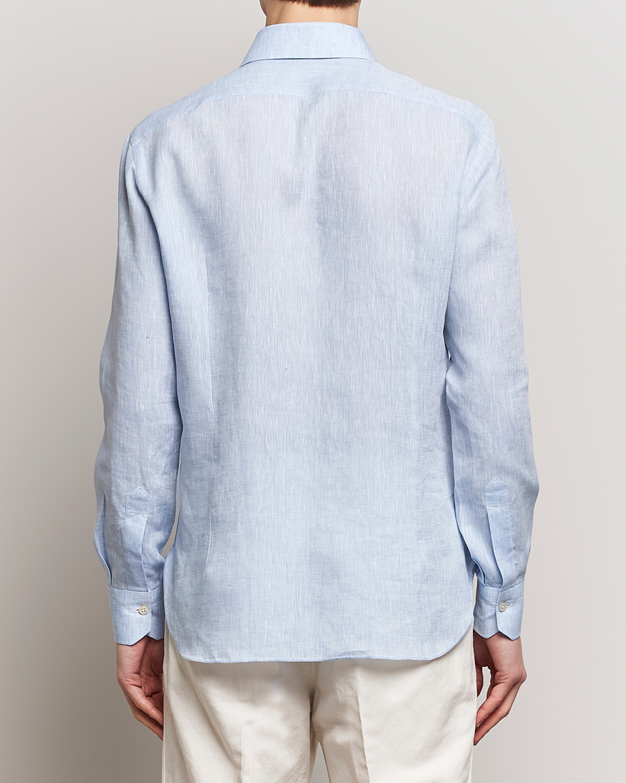 Herr | Skjortor | Kiton | Linen Sport Shirt Light Blue