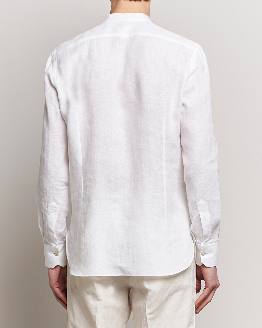 Herr | Skjortor | Kiton | Linen Guru Collar Shirt White