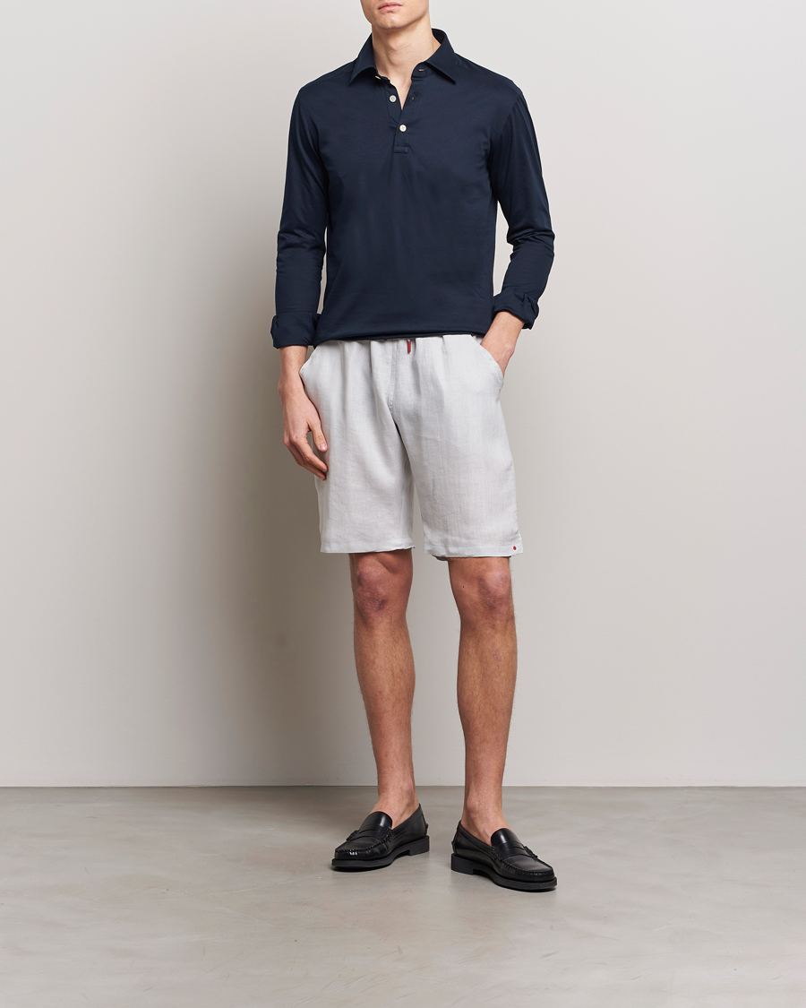 Herr | Shorts | Kiton | Linen Drawstring Shorts Light Grey