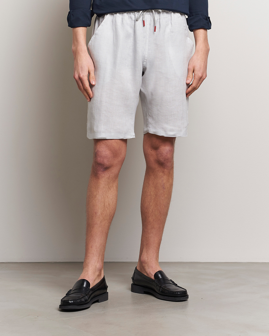 Herr | Italian Department | Kiton | Linen Drawstring Shorts Light Grey