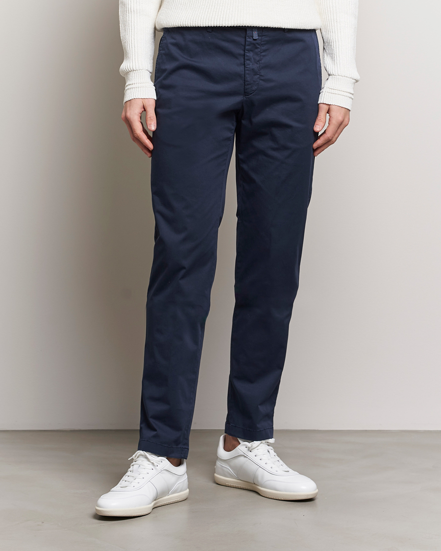 Herr | Byxor | Kiton | Slim Fit Cotton Chinos Navy