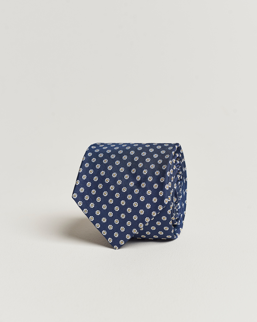 Herr | Kiton Micro Flower Silk Tie Navy | Kiton | Micro Flower Silk Tie Navy