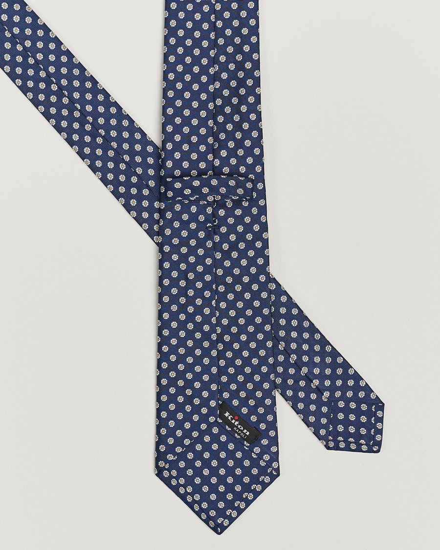 Herr | Kiton Micro Flower Silk Tie Navy | Kiton | Micro Flower Silk Tie Navy