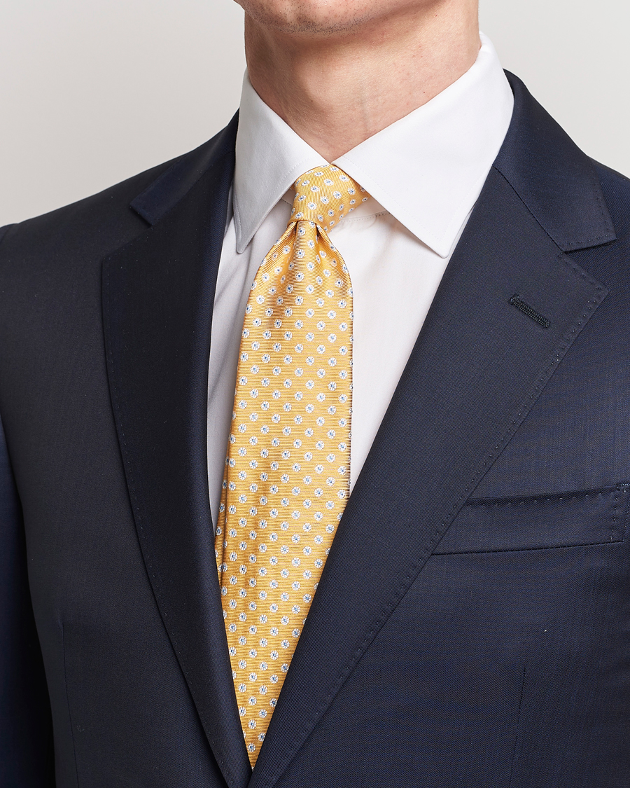 Herr | Accessoarer | Kiton | Micro Flower Silk Tie Yellow