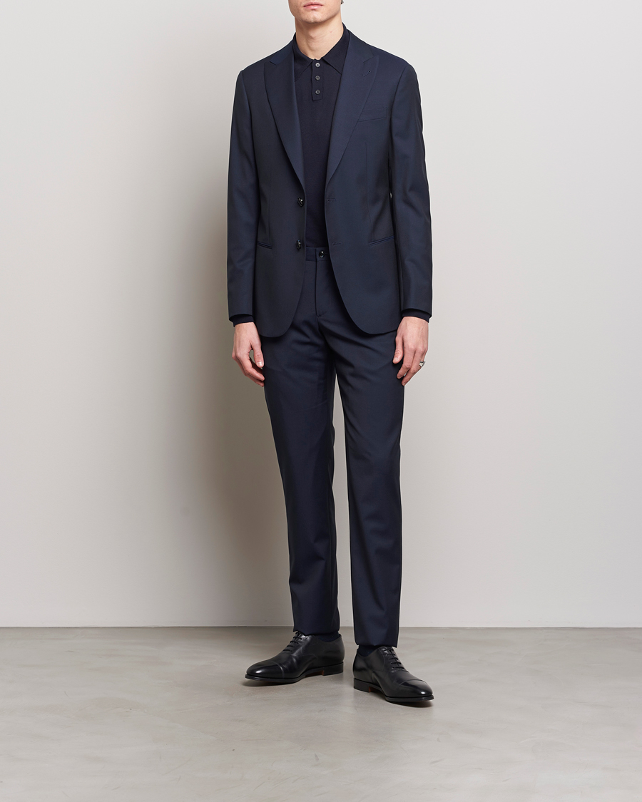 Herr | Italian Department | Giorgio Armani | Slim Fit Peak Lapel Wool Suit Navy