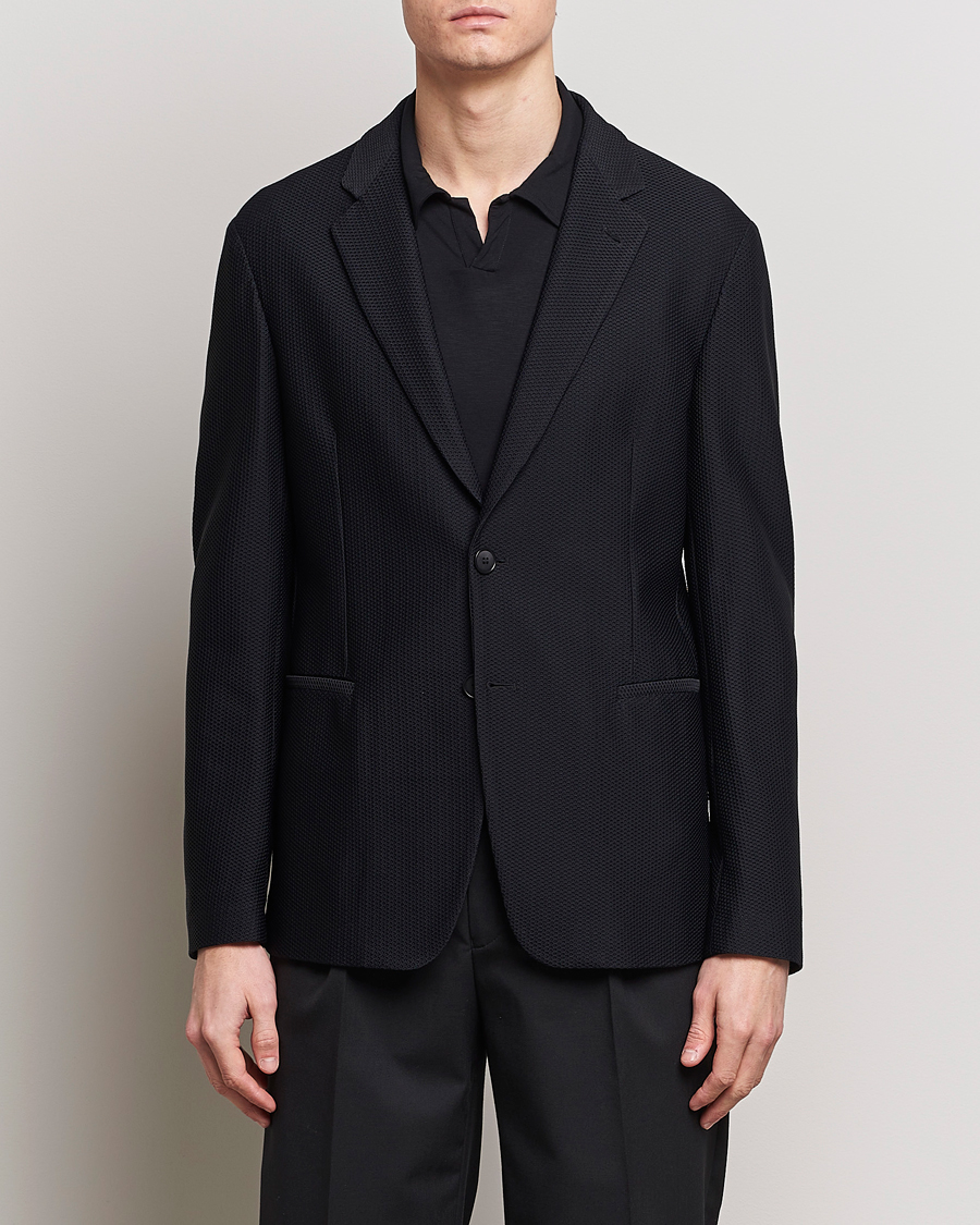 Herre |  | Giorgio Armani | Single Breasted Mesh Blazer Black