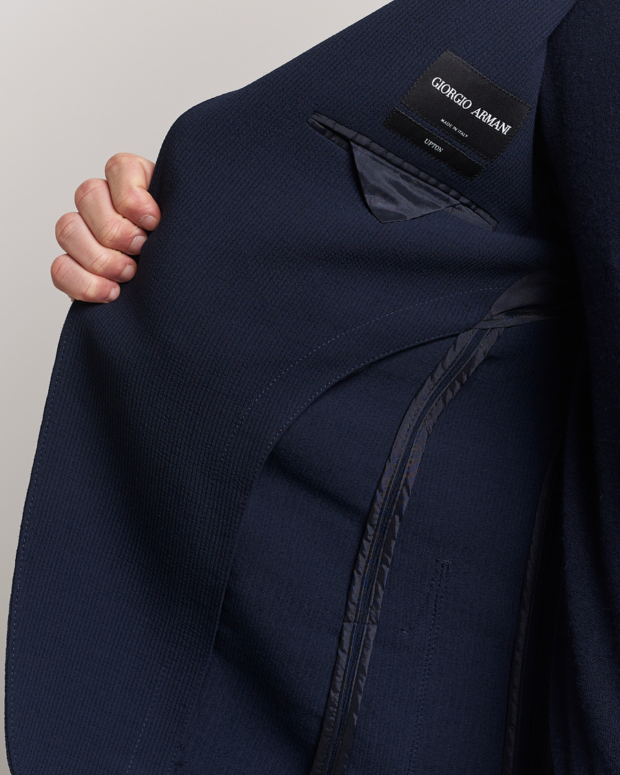 Herr | Kavajer | Giorgio Armani | Single Breasted Rib Wool Blazer Navy