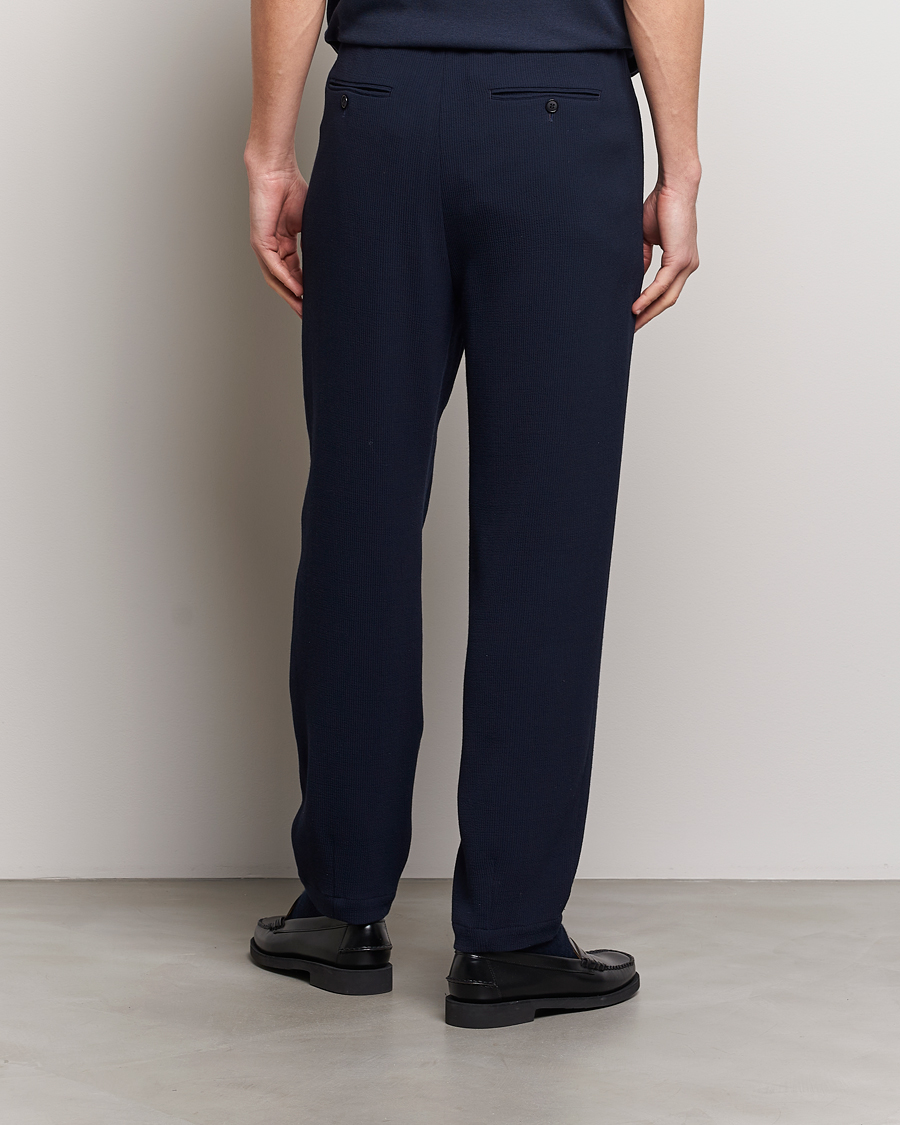 Herr | Byxor | Giorgio Armani | Pleated Rib Wool Trousers Navy