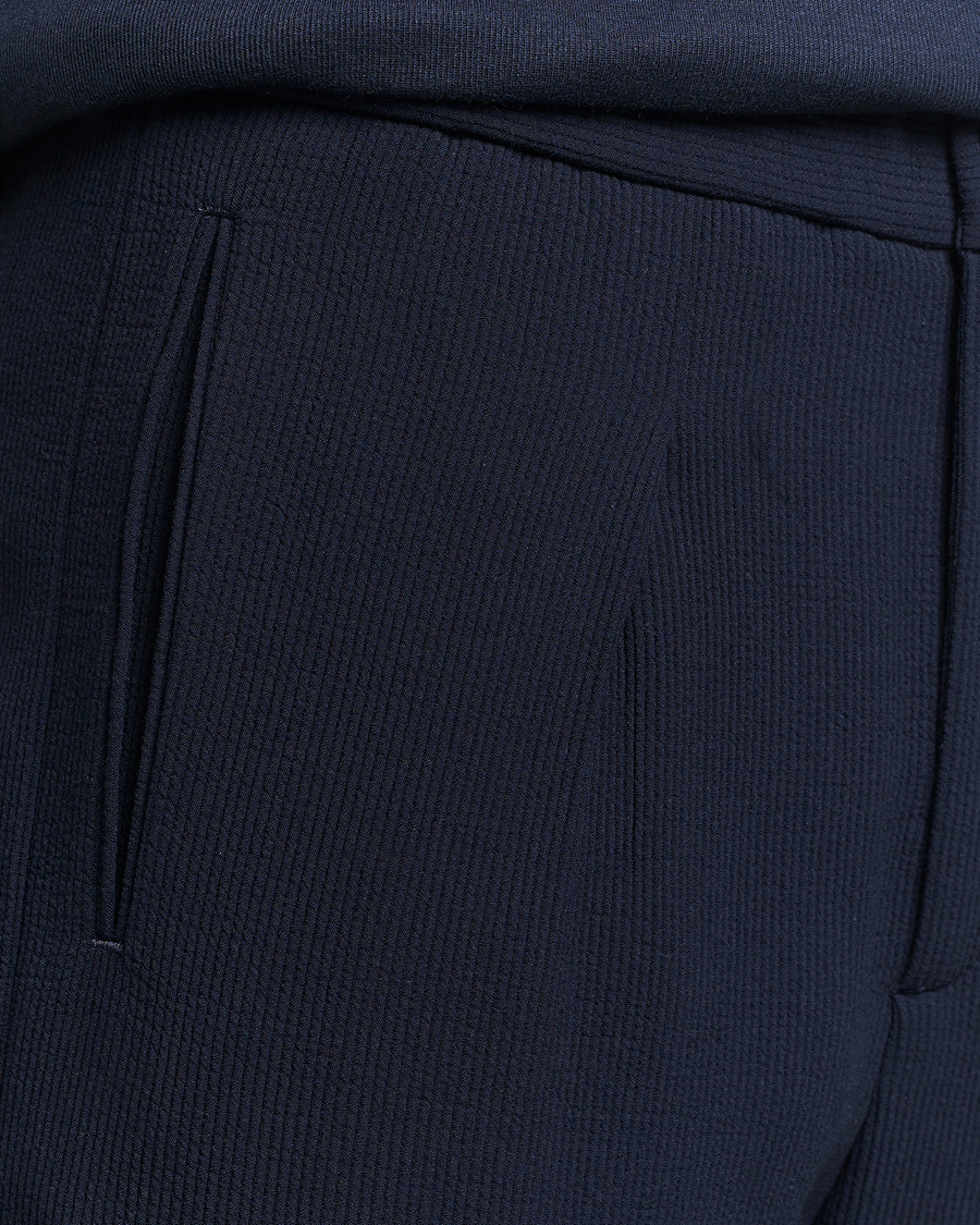 Herr | Byxor | Giorgio Armani | Pleated Rib Wool Trousers Navy