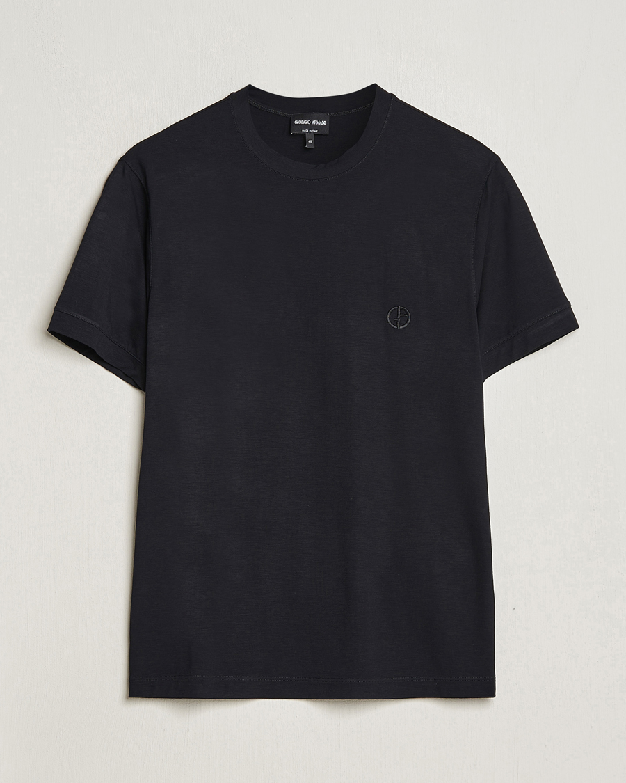 Herr | T-Shirts | Giorgio Armani | Embroidered Logo T-Shirt Black