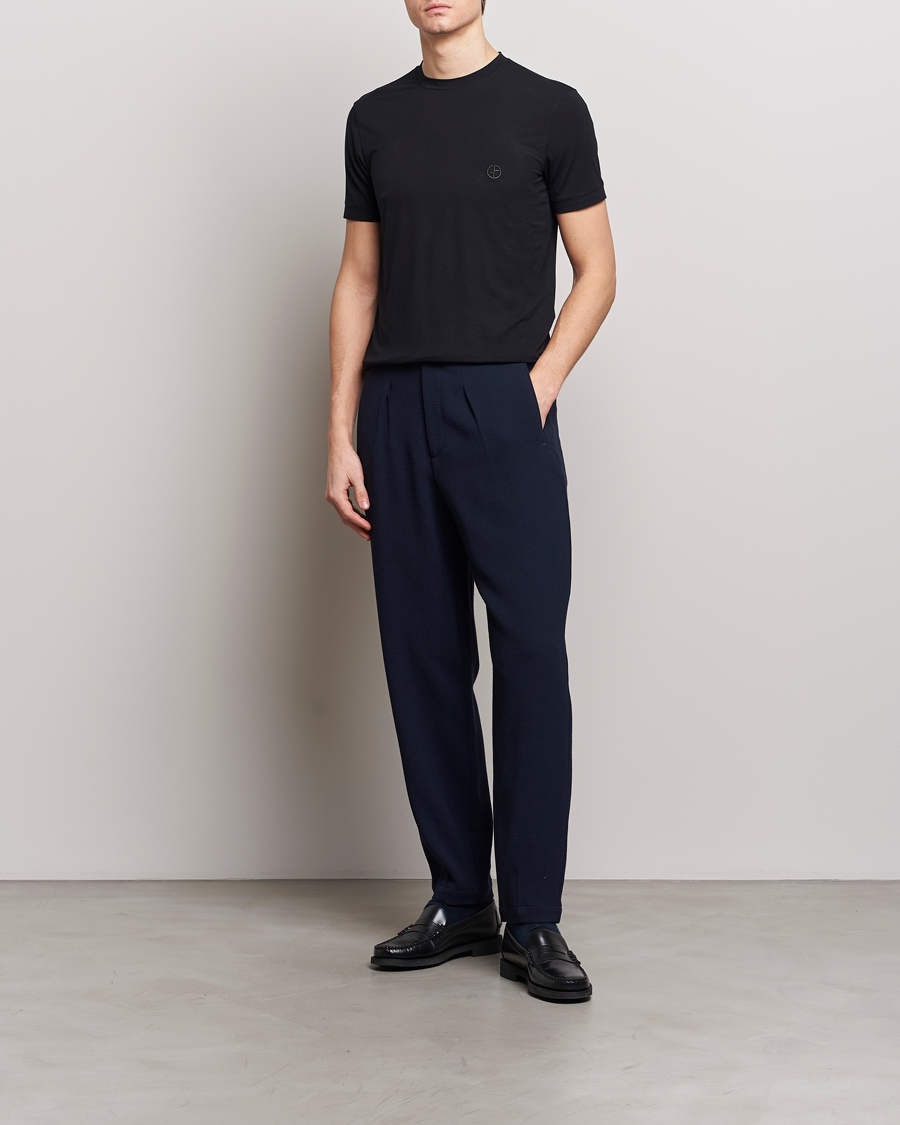 Herr | T-Shirts | Giorgio Armani | Embroidered Logo T-Shirt Black