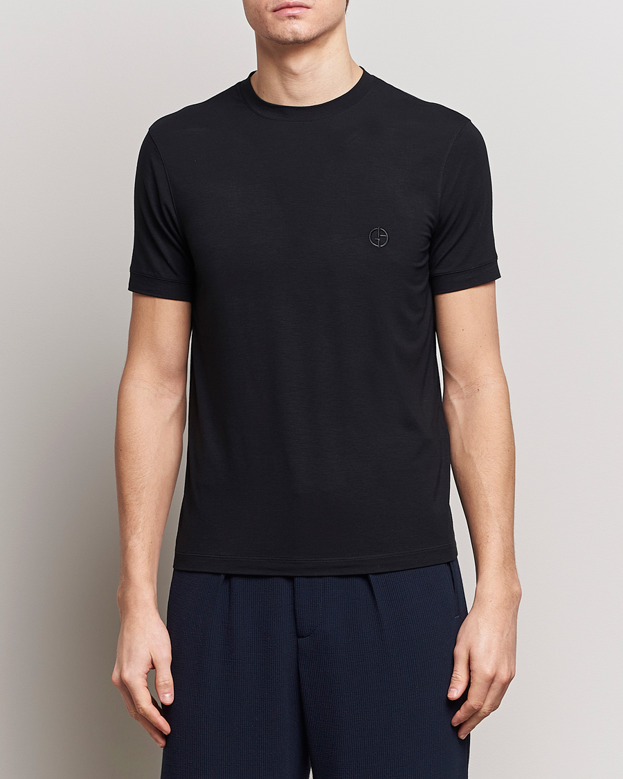 Herr | Giorgio Armani | Giorgio Armani | Embroidered Logo T-Shirt Black