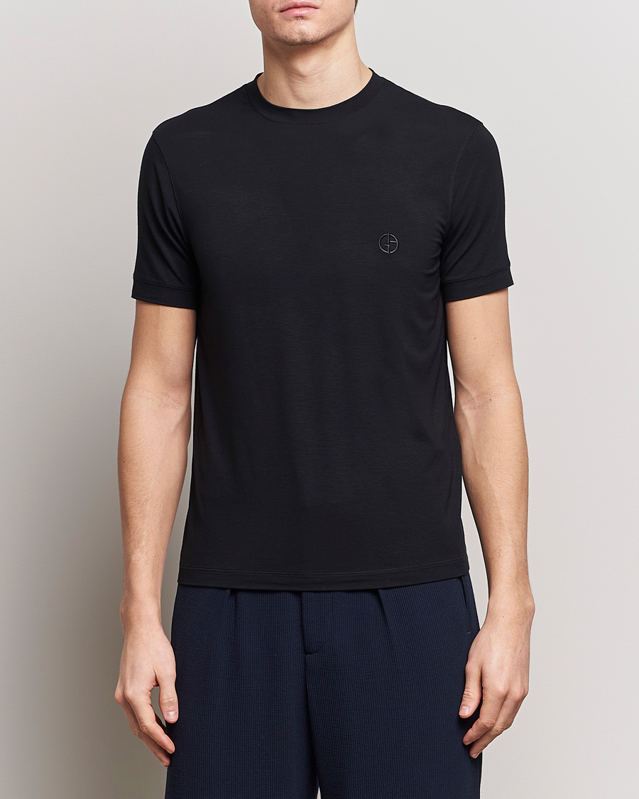 Herr | T-Shirts | Giorgio Armani | Embroidered Logo T-Shirt Black
