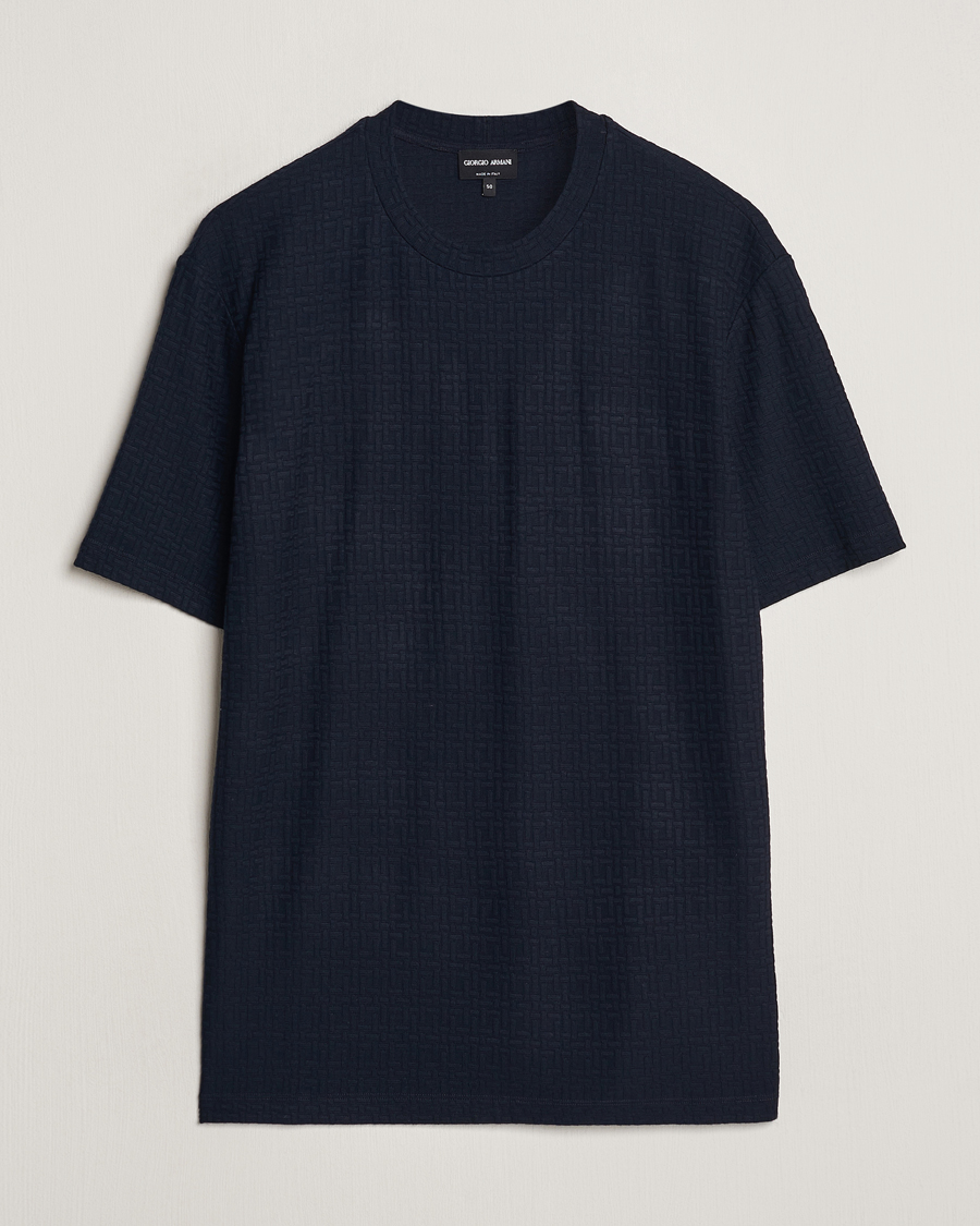Herr | T-Shirts | Giorgio Armani | Short Sleeve Cashmere Stretch T-Shirt Navy