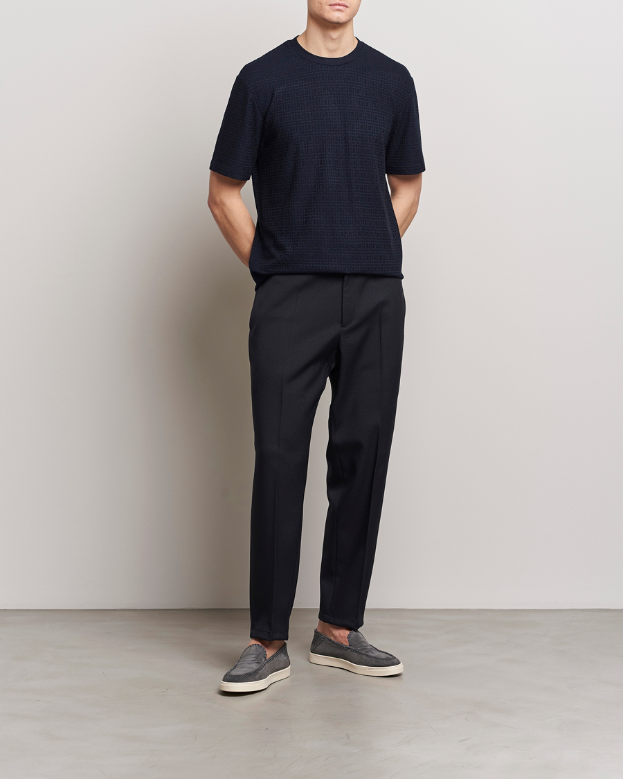 Herr | T-Shirts | Giorgio Armani | Short Sleeve Cashmere Stretch T-Shirt Navy