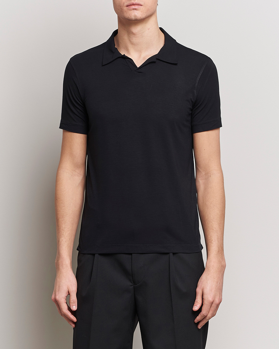 Herr | Italian Department | Giorgio Armani | Short Sleeve Stretch Polo Black