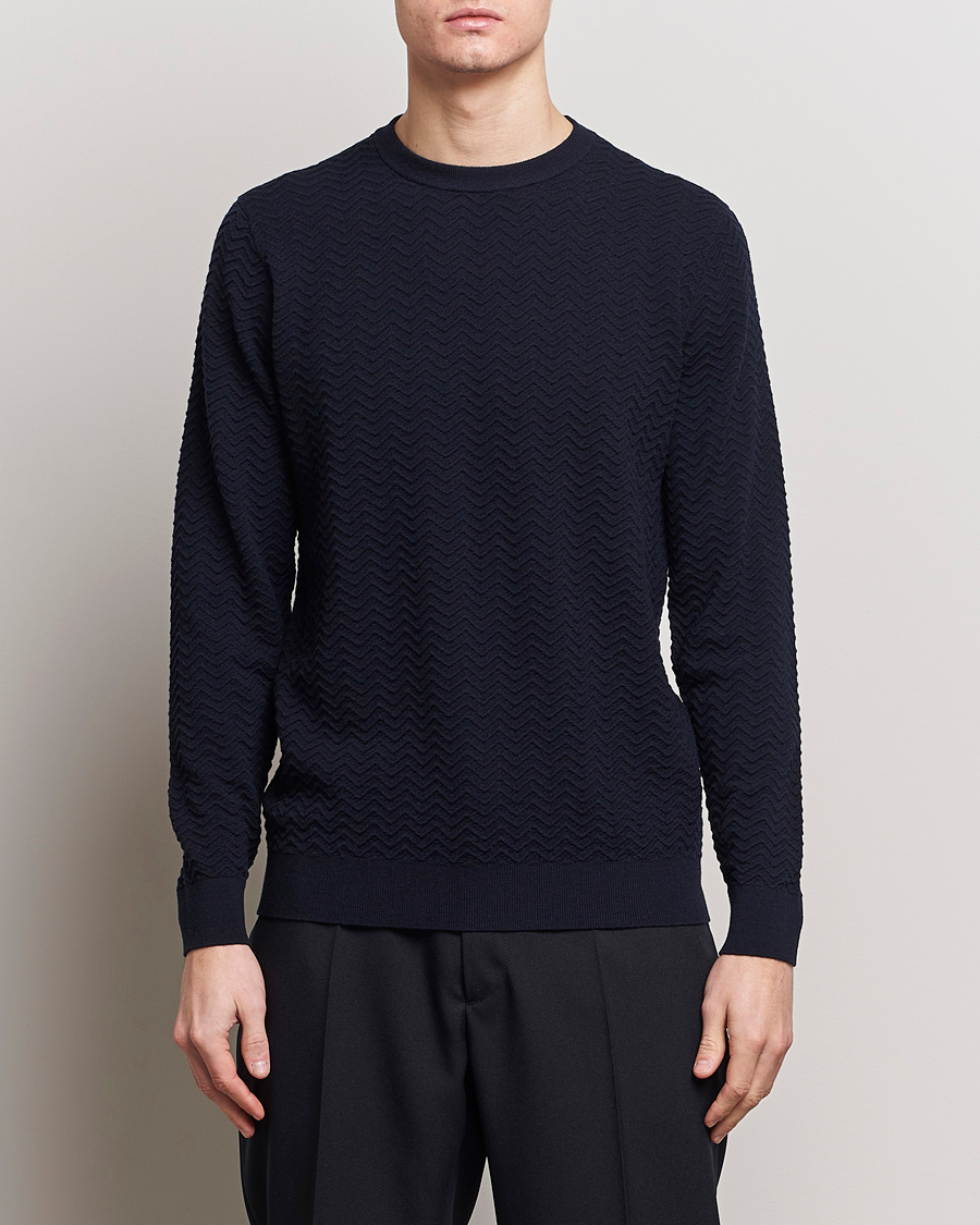 Herr | Pullover rundhals | Giorgio Armani | Wool Chevron Pullover Navy