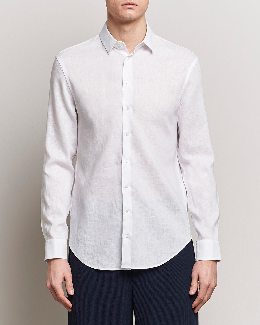 Herr | Casual | Giorgio Armani | Slim Fit Linen Shirt White